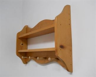 Wooden 2 Shelf 4 Peg Coat Rack