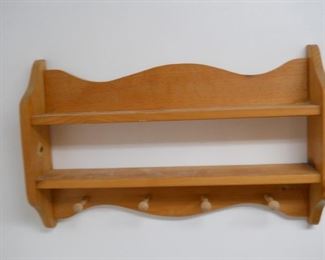 Wooden 2 Shelf 4 Peg Coat Rack
