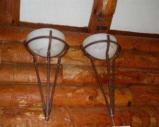 Brown Color Iron White Marbled Globe Wall Sconce