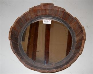 Wine Barrel Frame Round Mirror