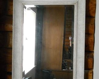 White Textured Frame Beveled Mirror