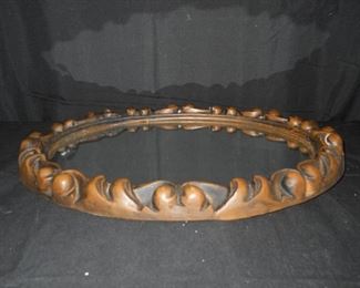 Vintage Carved Wood Frame Oval Mirror