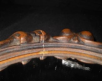 Vintage Carved Wood Frame Oval Mirror