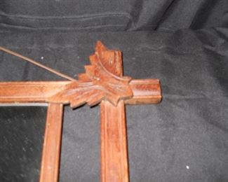 Vintage Hand Made Wood Frame Mirror with Pocket