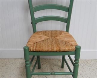 6 Green Rush Seat Chairs