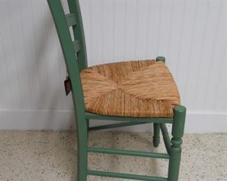 6 Green Rush Seat Chairs