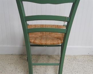 6 Green Rush Seat Chairs