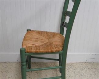 6 Green Rush Seat Chairs