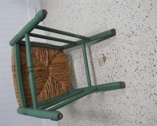 6 Green Rush Seat Chairs