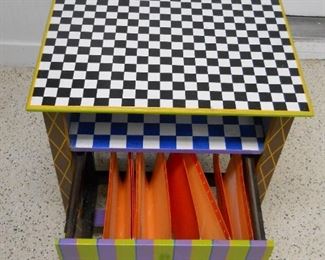 Painted Purple & Green Filing Cabinet