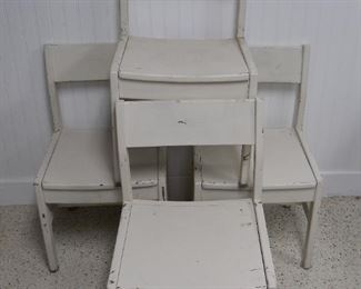 4 White Painted Wood Kids School Chairs