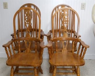 Set of 4 Oak High Back Windsor Chairs