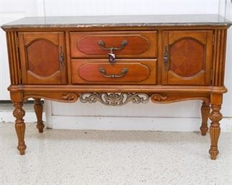 Vintage Wood Marble Top Server