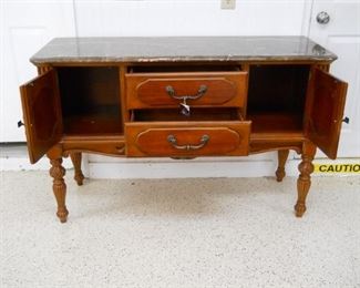 Vintage Wood Marble Top Server