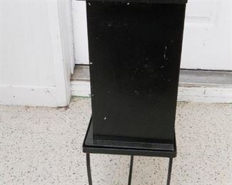 B&W Striped Iron base 3 Drawer SideTable