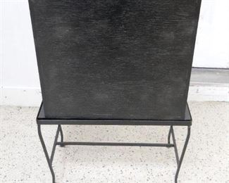 B&W Striped Iron base 3 Drawer SideTable