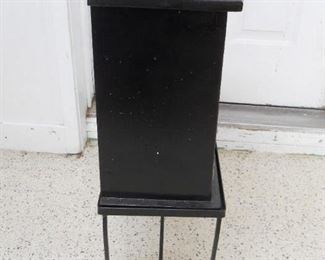B&W Striped Iron base 3 Drawer SideTable