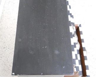 B&W Striped Iron base 3 Drawer SideTable