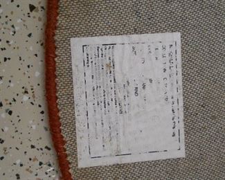 Round Orange Flower Hooked Rug