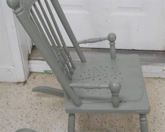 Antique Painted Wooden Child Rocking Chair