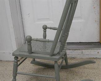 Antique Painted Wooden Child Rocking Chair