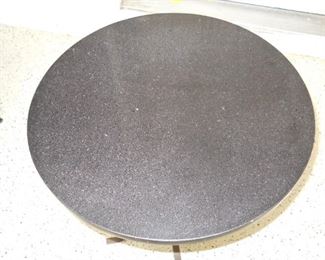 Gray Granite Top Round Brass Side Table
