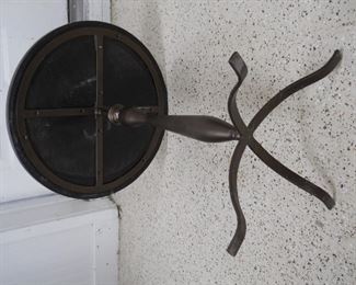 Gray Granite Top Round Brass Side Table