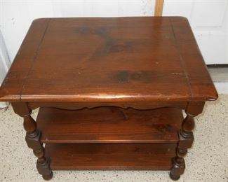Early American 3 Shelf Wood Side Table