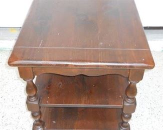 Early American 3 Shelf Wood Side Table