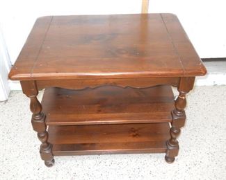 Early American 3 Shelf Wood Side Table