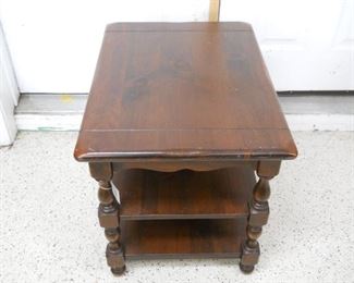 Early American 3 Shelf Wood Side Table