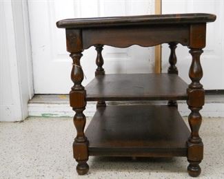 Early American 3 Shelf Wood Side Table