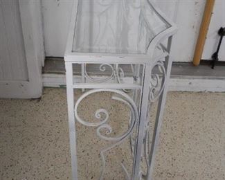 White Metal Glass Top Indoor / Outdoor Table