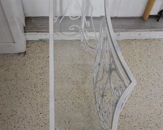 White Metal Glass Top Indoor / Outdoor Table