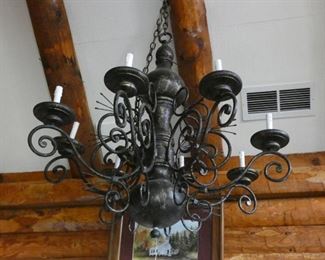 Large Black with Gold Accent 8 Light Chandelier