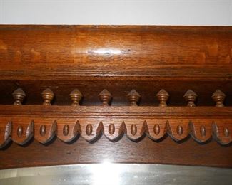 Ornate Oak Server / Dresser Mounted Mirror