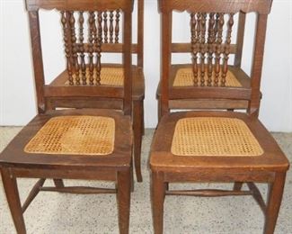 4 Vintage Cane Seat Chairs