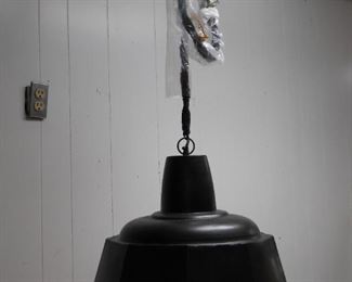 Vintage Black Metal Industrial Hanging Light