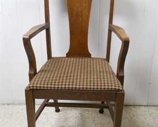 Vintage Arm Chair With Herringbone Upholstery