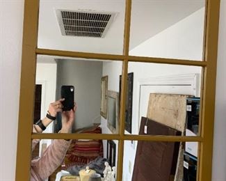 Wooden 6 Window Pane Mirror