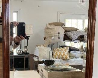 Cherry Color Wooden Arch Top Mirror