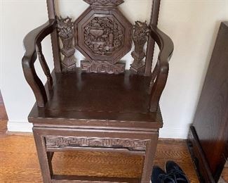 pair of Carved Chinese chairs