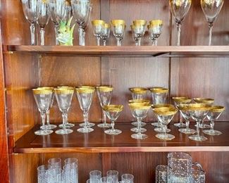 Tiffin Crystal and Wiinblad Rosenthal glasses  (also Cruet set and plates/cups (not seen) and plates/cups 