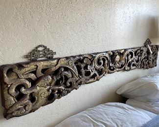 7' Carved Chinese wall hanging - great for a bedroom king size headboard 