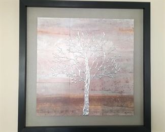 Large silver tree on canvases 