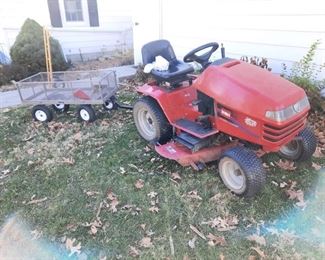 Toro riding mower with utility trailer 