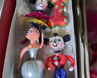 Italian mouth blown, Hand painted Christmas ornaments 