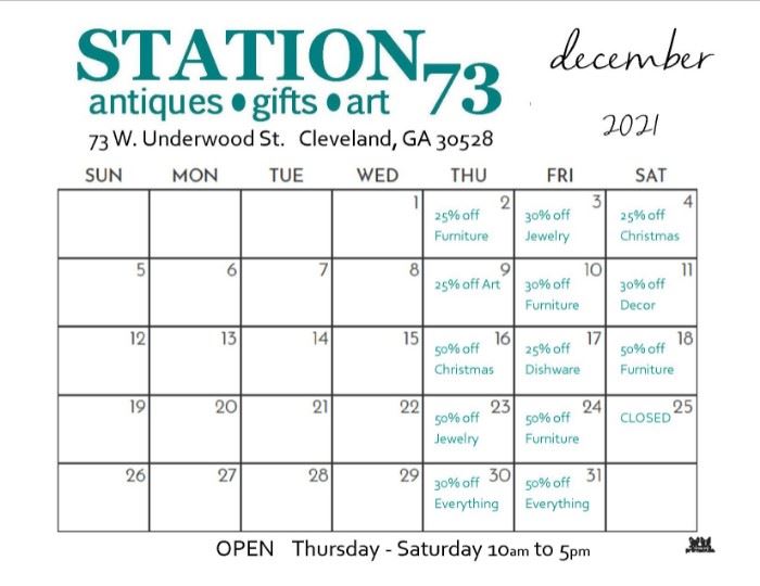 Station 73 December Discount Calendar