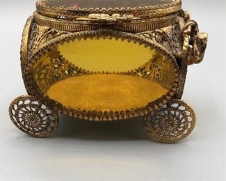 1Antique Brass Carriage Jewelry Box