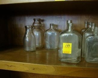 Selection of early bottles and jars.